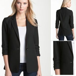 MK Navy Boyfriend Jacket Ruched Sleeve